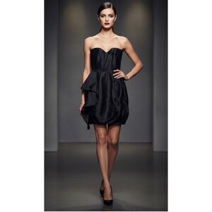 Camilla & Marc Designer Classic Black Strapless Corset Bodice Ruffle Dress 2